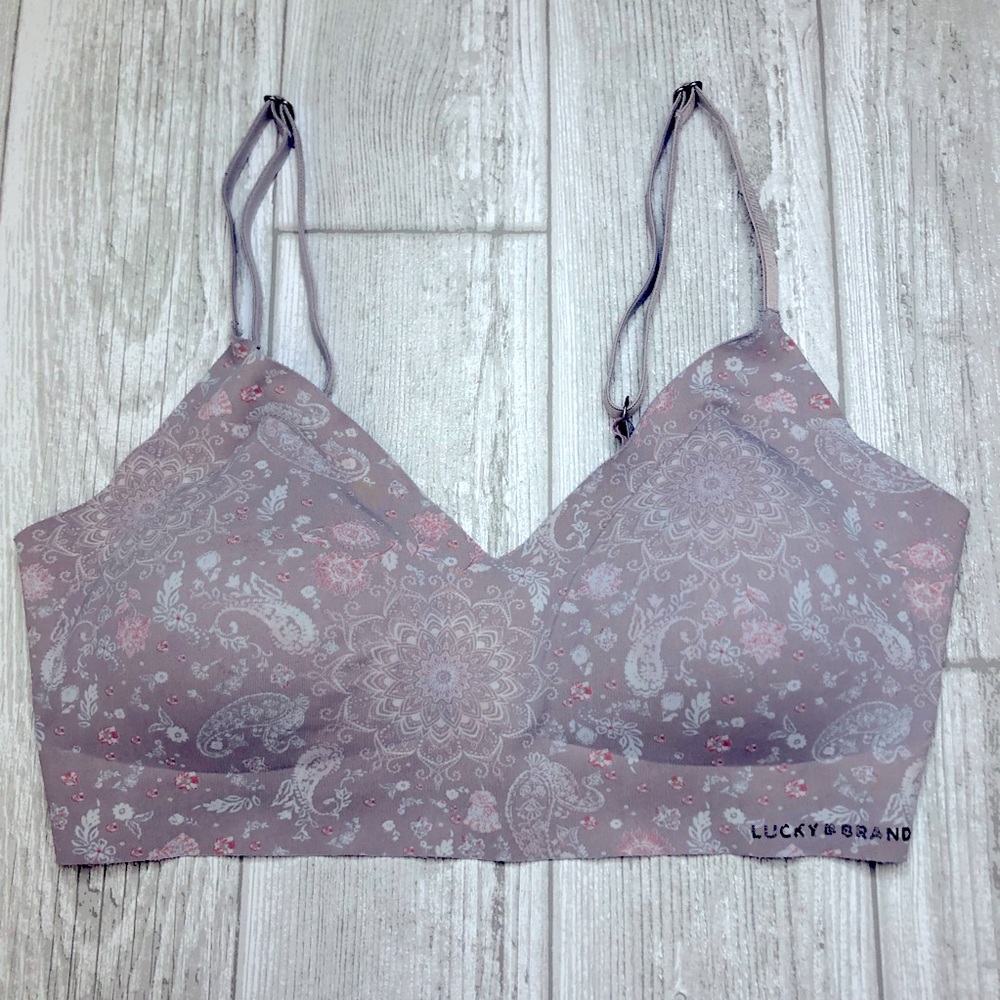Lucky Brand Laser Paisley Lavender Bralette Ultra Soft Size M